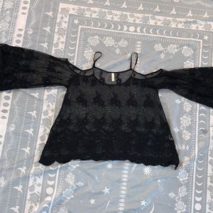 Sheer black floral shirt